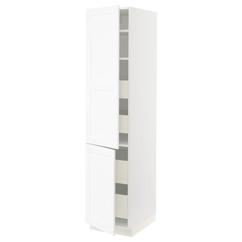 White SEKTION tall kitchen cabinet with 2 adjustable shelves, modern design.