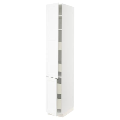 SEKTION / MAXIMERA High cb w 2 doors/shelves/4 drawers, white Enköping/white wood effect, 15x24x90 "
