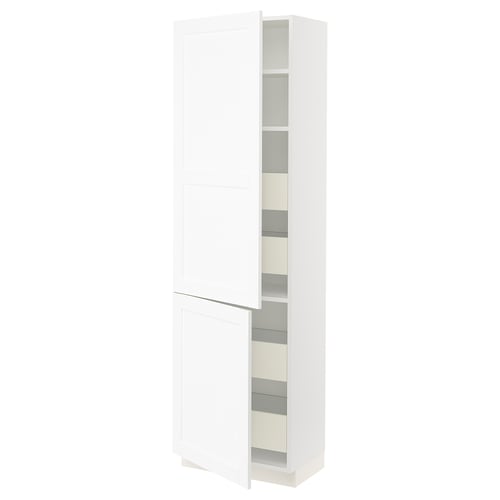 White SEKTION kitchen cabinet with adjustable shelves.