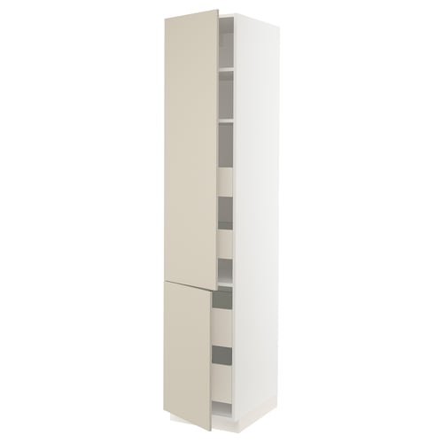 SEKTION kitchen cabinet in beige with two adjustable shelves, smooth finish, and sleek design.
