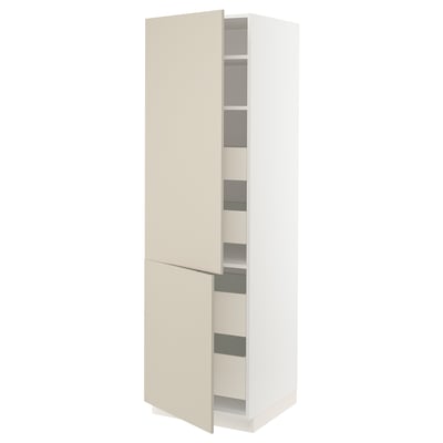 SEKTION / MAXIMERA High cb w 2 doors/shelves/4 drawers, white/Havstorp beige, 24x24x80 "