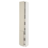 SEKTION / MAXIMERA High cb w 2 doors/shelves/4 drawers, white/Havstorp beige, 15x15x90 "