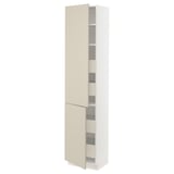 SEKTION / MAXIMERA High cb w 2 doors/shelves/4 drawers, white/Havstorp beige, 18x15x80 "