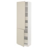 SEKTION / MAXIMERA High cb w 2 doors/shelves/4 drawers, white/Havstorp beige, 24x15x80 "