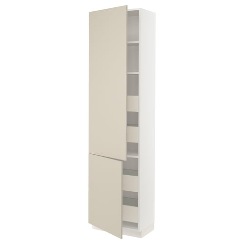 SEKTION kitchen cabinet in beige with adjustable shelves, smooth finish, vertical design, and two doors.