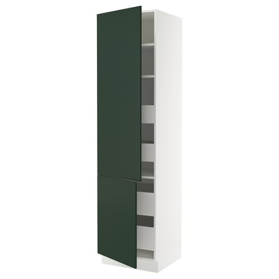 SEKTION / MAXIMERA High cb w 2 doors/shelves/4 drawers, white/Havstorp deep green, 24x24x90 "