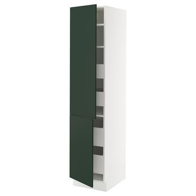 SEKTION / MAXIMERA High cb w 2 doors/shelves/4 drawers, white/Havstorp deep green, 18x24x80 "