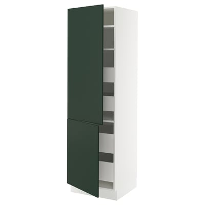 SEKTION / MAXIMERA High cb w 2 doors/shelves/4 drawers, white/Havstorp deep green, 24x24x80 "