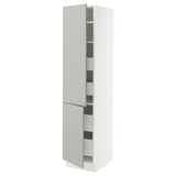 SEKTION / MAXIMERA High cb w 2 doors/shelves/4 drawers, white/Havstorp light gray, 18x24x80 "