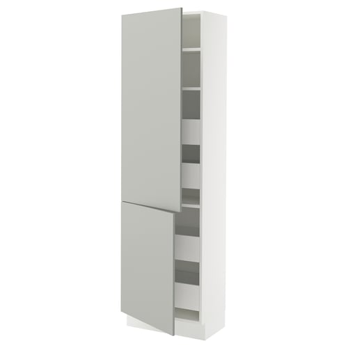 A tall white SEKTION cabinet with adjustable shelves and a modern, clean design.