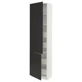 SEKTION / MAXIMERA High cb w 2 doors/shelves/4 drawers, white/Nickebo matte anthracite, 24x15x90 "