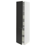 SEKTION / MAXIMERA High cb w 2 doors/shelves/4 drawers, white/Nickebo matte anthracite, 18x24x80 "