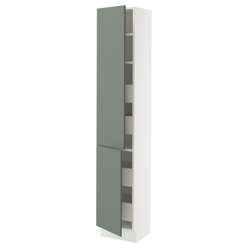 A SEKTION kitchen cabinet with nickebo grey-green matte doors.