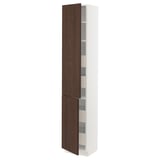SEKTION / MAXIMERA High cb w 2 doors/shelves/4 drawers, white/Sinarp brown, 15x15x80 "