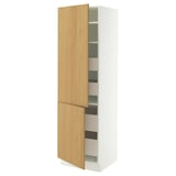 SEKTION / MAXIMERA High cb w 2 doors/shelves/4 drawers, white/Sinarp oak veneer, 24x24x80 "