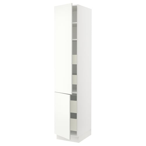 SEKTION white kitchen cabinet with adjustable shelves and smooth-closing doors.