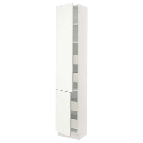 SEKTION white kitchen cabinet with door and shelves, modern design, adjustable shelves, durable material.