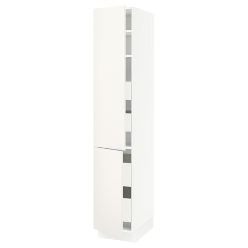 White SEKTION kitchen cabinet, modern design, soft-close door, adjustable shelves.