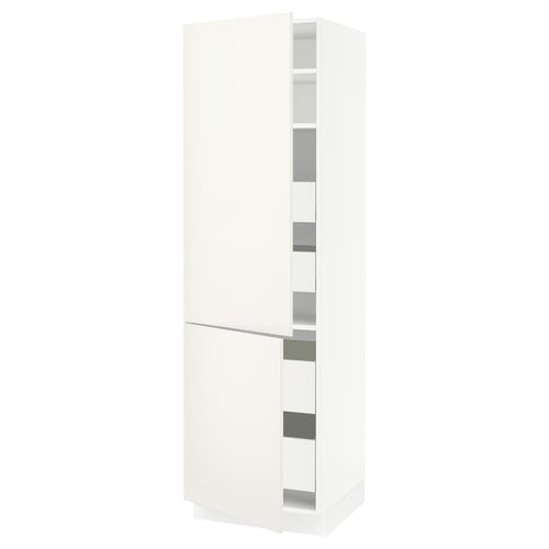 White SEKTION kitchen cabinet with adjustable shelves and smooth doors.