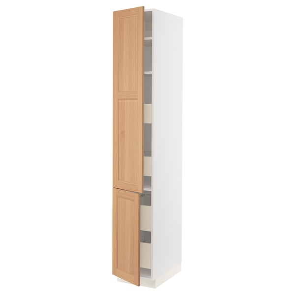 SEKTION / MAXIMERA High cb w 2 doors/shelves/4 drawers, white/Vedhamn oak, 15x24x90 "