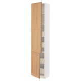 SEKTION / MAXIMERA High cb w 2 doors/shelves/4 drawers, white/Vedhamn oak, 18x15x90 "