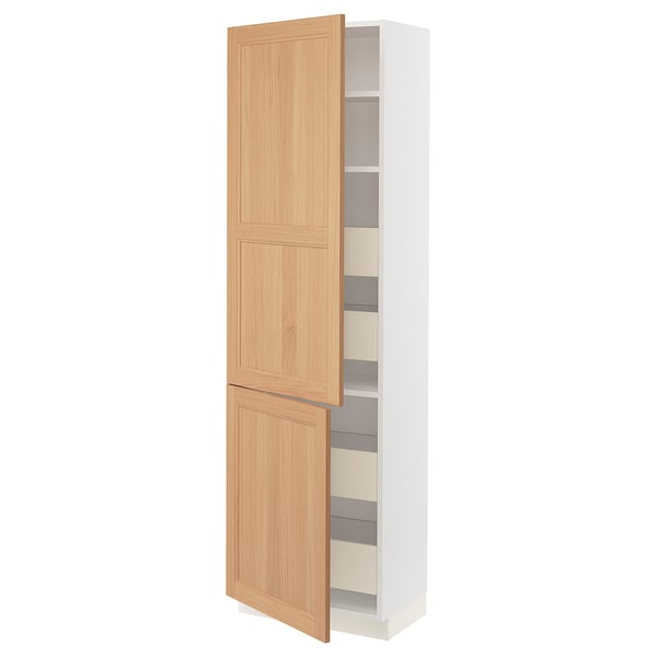 SEKTION / MAXIMERA High cb w 2 doors/shelves/4 drawers, white/Vedhamn oak, 24x15x80 "