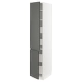 SEKTION / MAXIMERA High cb w 2 doors/shelves/4 drawers, white/Voxtorp dark gray, 15x24x80 "