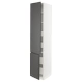 SEKTION / MAXIMERA High cb w 2 doors/shelves/4 drawers, white/Voxtorp dark gray, 18x24x90 "