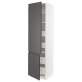 SEKTION / MAXIMERA High cb w 2 doors/shelves/4 drawers, white/Voxtorp dark gray, 24x24x90 "