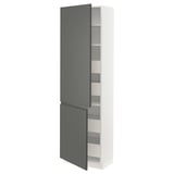 SEKTION / MAXIMERA High cb w 2 doors/shelves/4 drawers, white/Voxtorp dark gray, 24x15x80 "