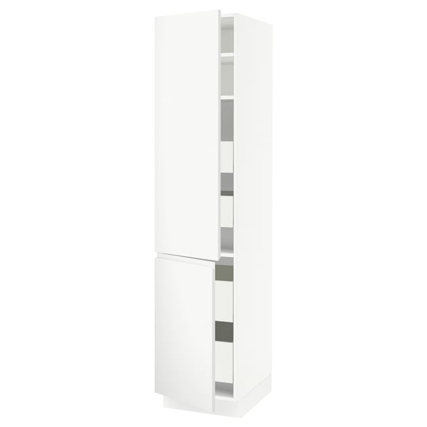 SEKTION / MAXIMERA High cb w 2 doors/shelves/4 drawers, white/Voxtorp matte white, 18x24x80 "