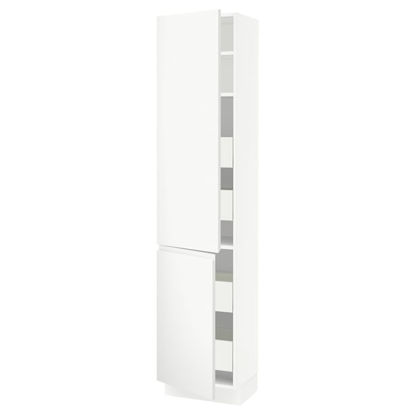 SEKTION / MAXIMERA High cb w 2 doors/shelves/4 drawers, white/Voxtorp matte white, 18x15x80 "