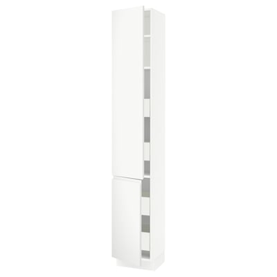 SEKTION / MAXIMERA High cb w 2 doors/shelves/4 drawers, white/Voxtorp matte white, 15x15x90 "