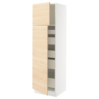 SEKTION / MAXIMERA High cb w 2 doors/shelves/5 drawers, white/Askersund light ash effect, 24x24x80 "