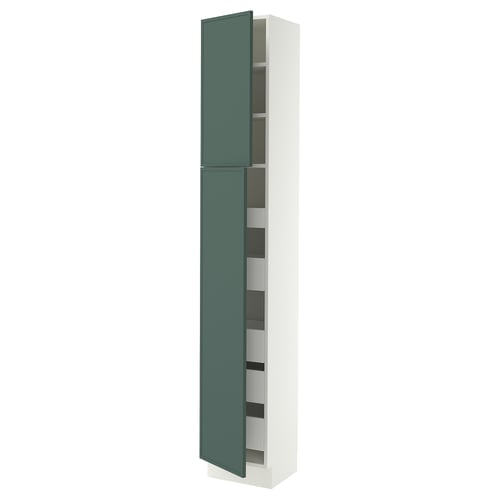 SEKTION / MAXIMERA High cb w 2 doors/shelves/5 drawers, white/Aspudden dark gray-green, 15x15x90 "