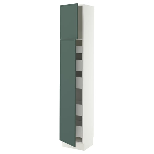 SEKTION / MAXIMERA High cb w 2 doors/shelves/5 drawers, white/Aspudden dark gray-green, 15x15x80 "