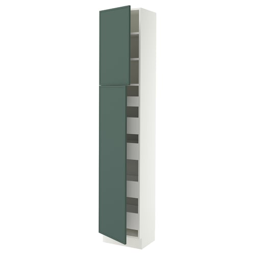 SEKTION / MAXIMERA High cb w 2 doors/shelves/5 drawers, white/Aspudden dark gray-green, 18x15x90 "
