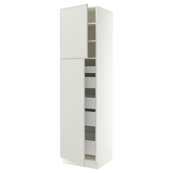 SEKTION / MAXIMERA High cb w 2 doors/shelves/5 drawers, white/Aspudden light gray, 24x24x90 "