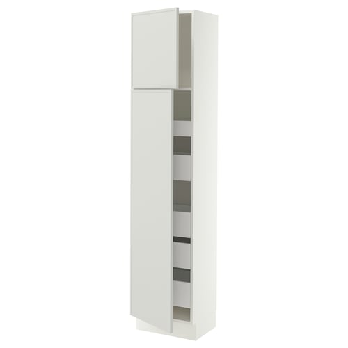 SEKTION / MAXIMERA High cb w 2 doors/shelves/5 drawers, white/Aspudden light gray, 18x15x80 "