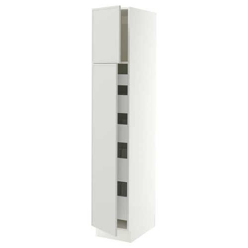 SEKTION / MAXIMERA High cb w 2 doors/shelves/5 drawers, white/Aspudden light gray, 15x24x80 "