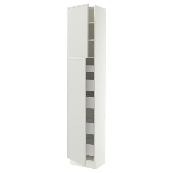 SEKTION / MAXIMERA High cb w 2 doors/shelves/5 drawers, white/Aspudden light gray, 18x15x90 "