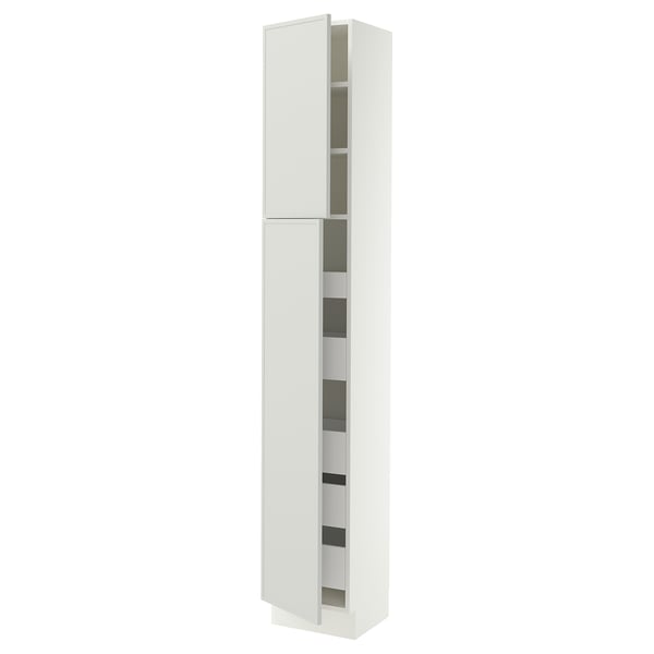 SEKTION / MAXIMERA High cb w 2 doors/shelves/5 drawers, white/Aspudden light gray, 15x15x90 "