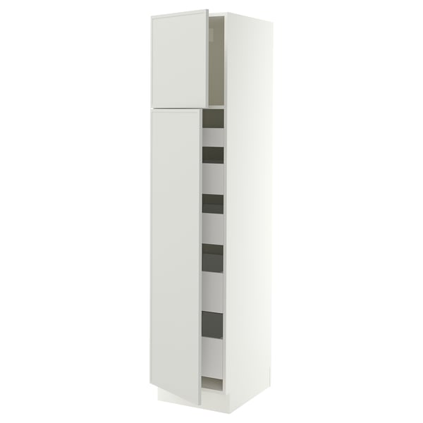 SEKTION / MAXIMERA High cb w 2 doors/shelves/5 drawers, white/Aspudden light gray, 18x24x80 "