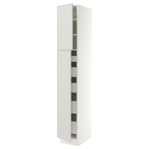 SEKTION / MAXIMERA High cb w 2 doors/shelves/5 drawers, white/Aspudden light gray, 15x24x90 "