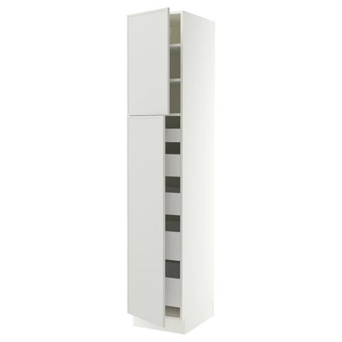 SEKTION / MAXIMERA High cb w 2 doors/shelves/5 drawers, white/Aspudden light gray, 18x24x90 "