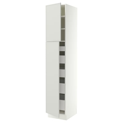 SEKTION / MAXIMERA High cb w 2 doors/shelves/5 drawers, white/Aspudden light gray, 18x24x90 "