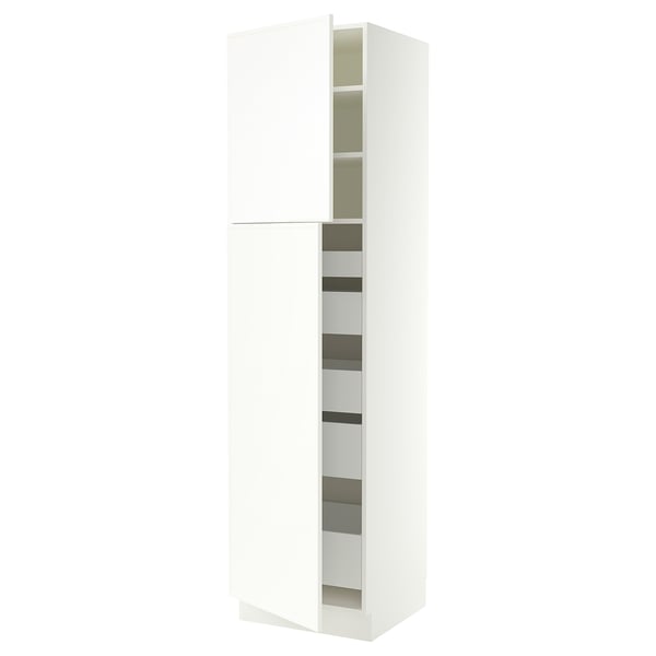SEKTION / MAXIMERA High cb w 2 doors/shelves/5 drawers, white/Aspudden matte white, 24x24x90 "