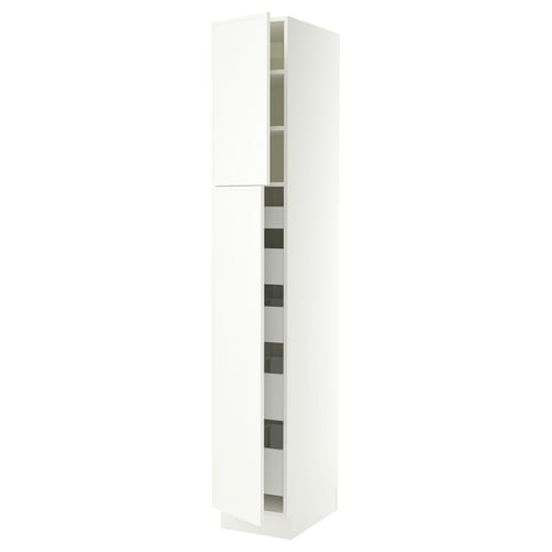 SEKTION / MAXIMERA High cb w 2 doors/shelves/5 drawers, white/Aspudden matte white, 15x24x90 "