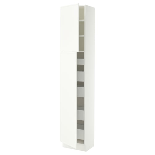 SEKTION / MAXIMERA High cb w 2 doors/shelves/5 drawers, white/Aspudden matte white, 18x15x90 "