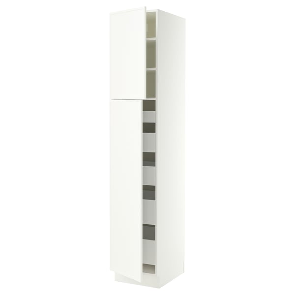 SEKTION / MAXIMERA High cb w 2 doors/shelves/5 drawers, white/Aspudden matte white, 18x24x90 "
